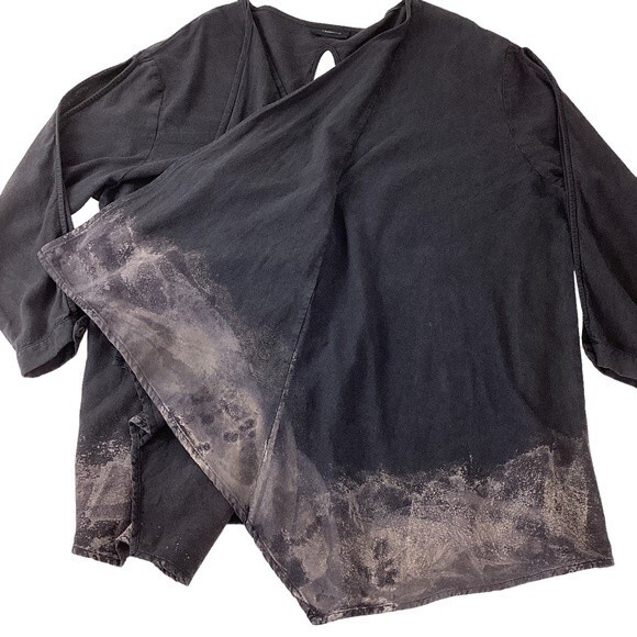 LINDSEY THORNBURG Womens 2 Blouse Gray Top Dyed Shirt Lagenlook Boho Top - Picture 7 of 16